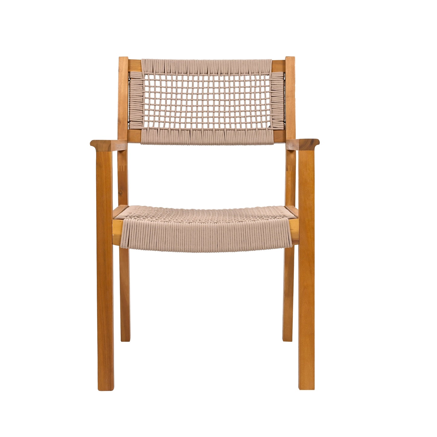 Belladom Wood and Rope Dining Chair with Open Back, Set of 2