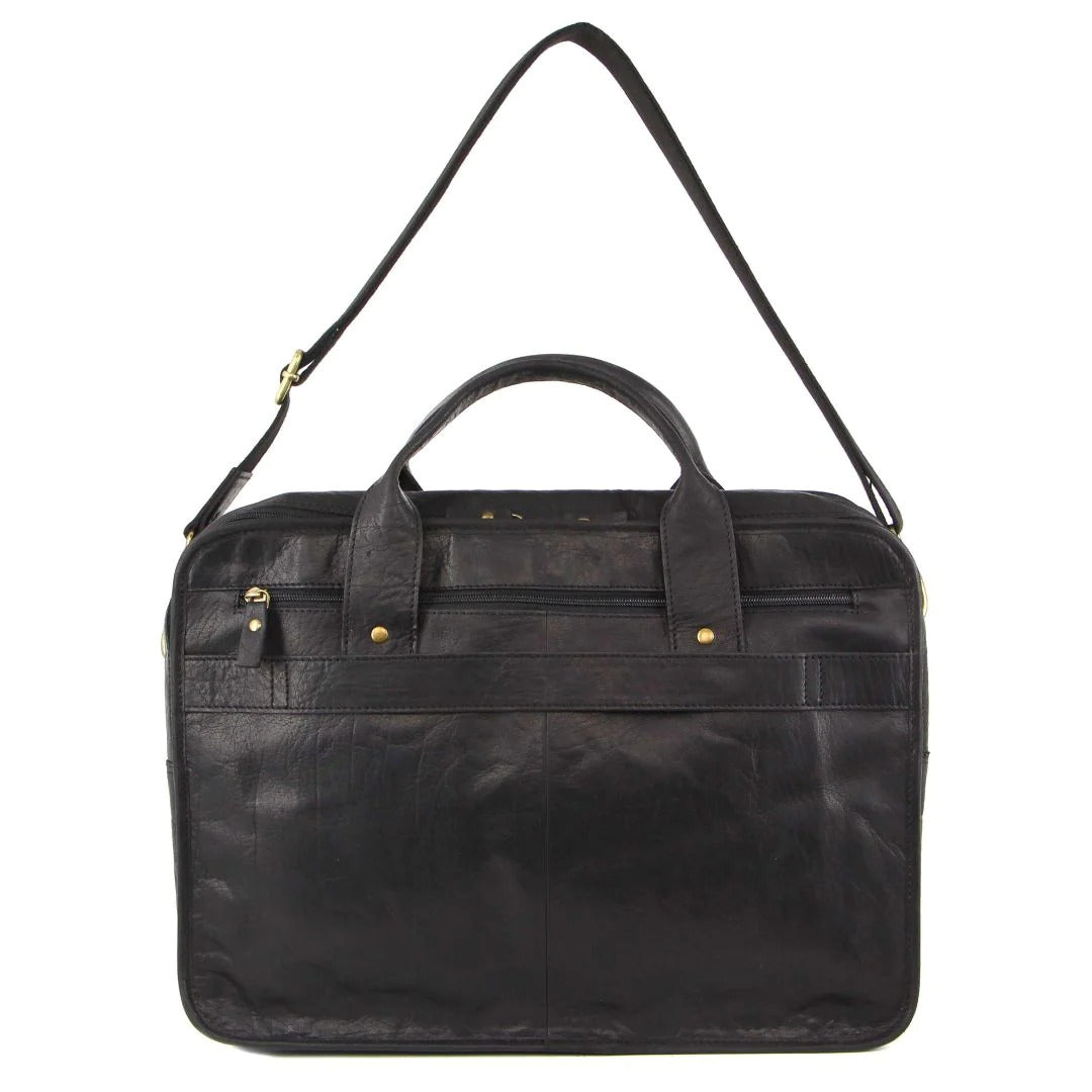 Pierre Cardin Rustic Leather 15" Laptop Bag (Black)