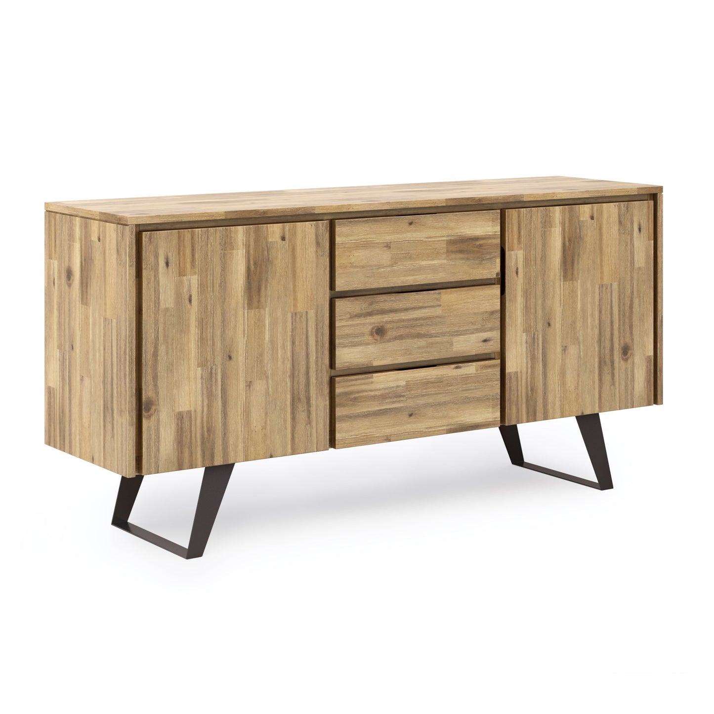 Peak 2-Door Buffet Cabinet with 3 Drawers and Metal Angled Legs