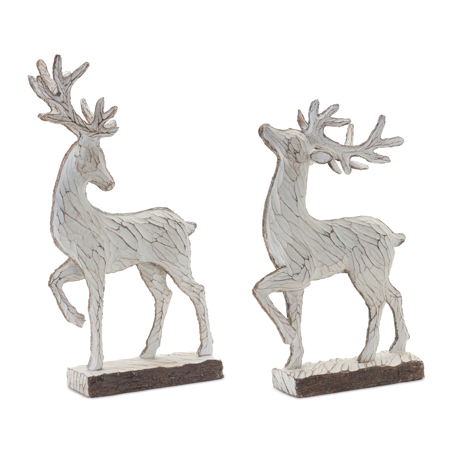 Carved Deer Decor, Set of 2