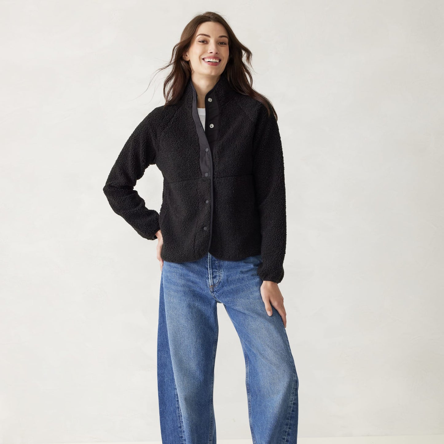 Teddy Fleece Full-Snap Jacket