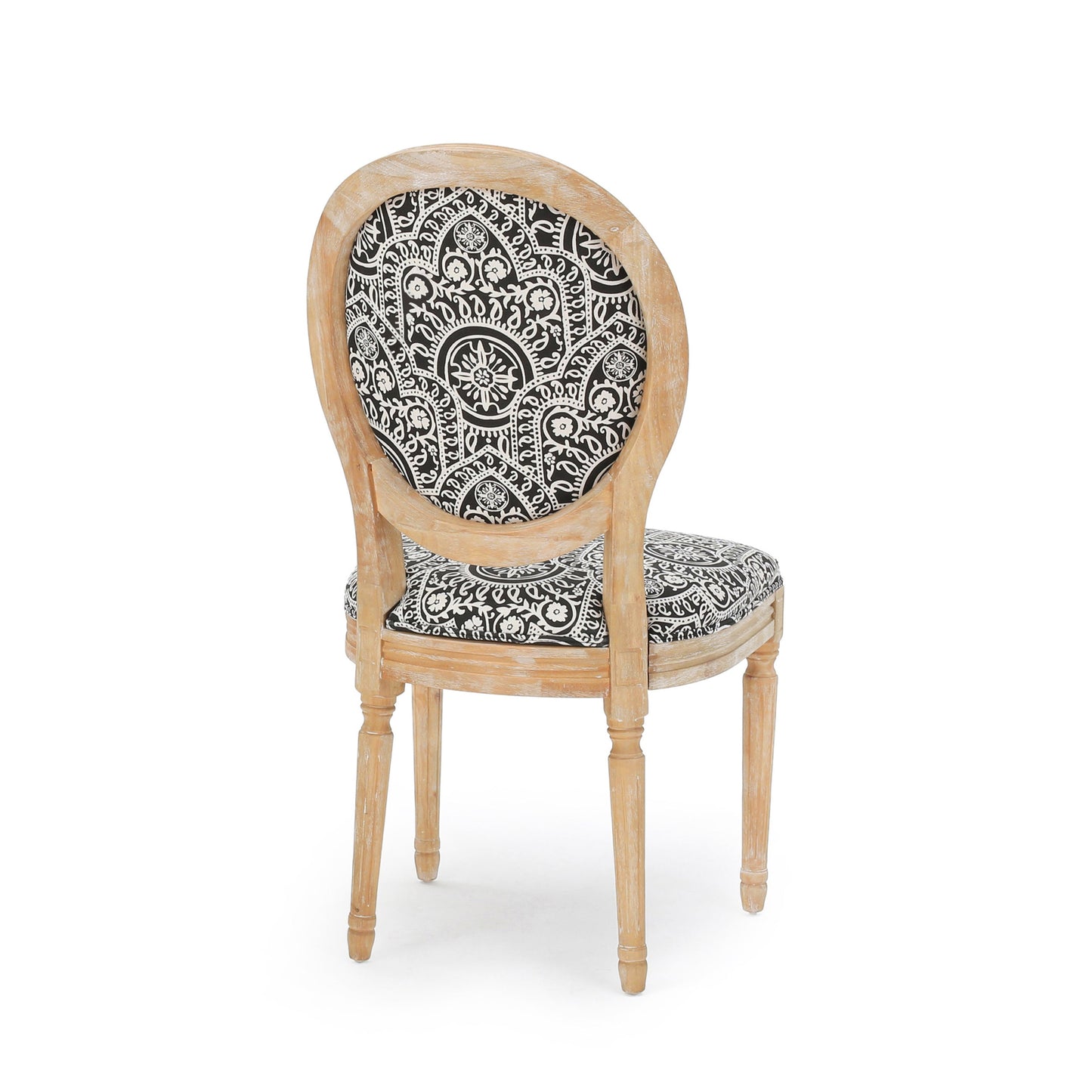 Dynamic Upholstered Dining Chair with Round Backrest and Fluted Legs, Set of 2