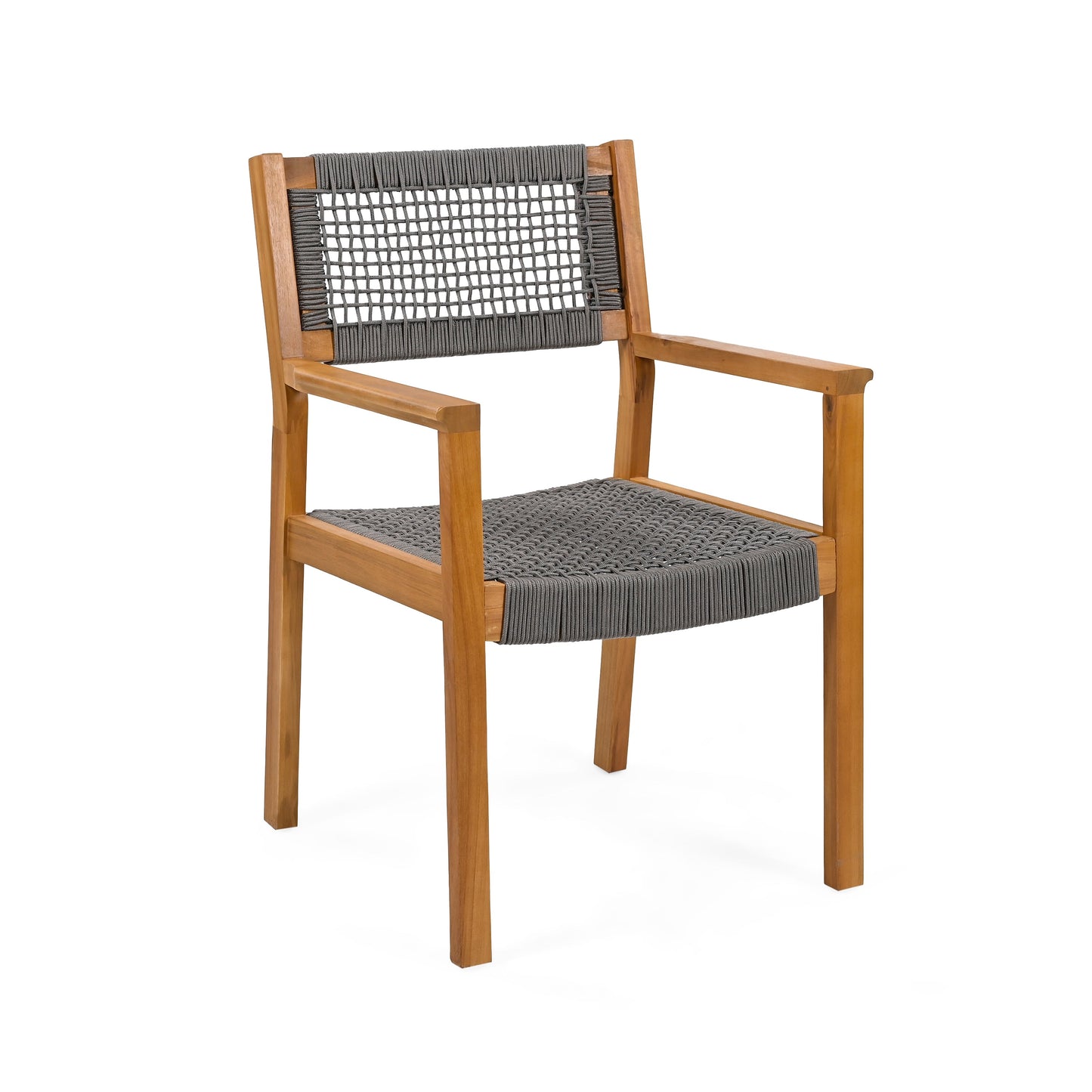 Belladom Wood and Rope Dining Chair with Open Back, Set of 2