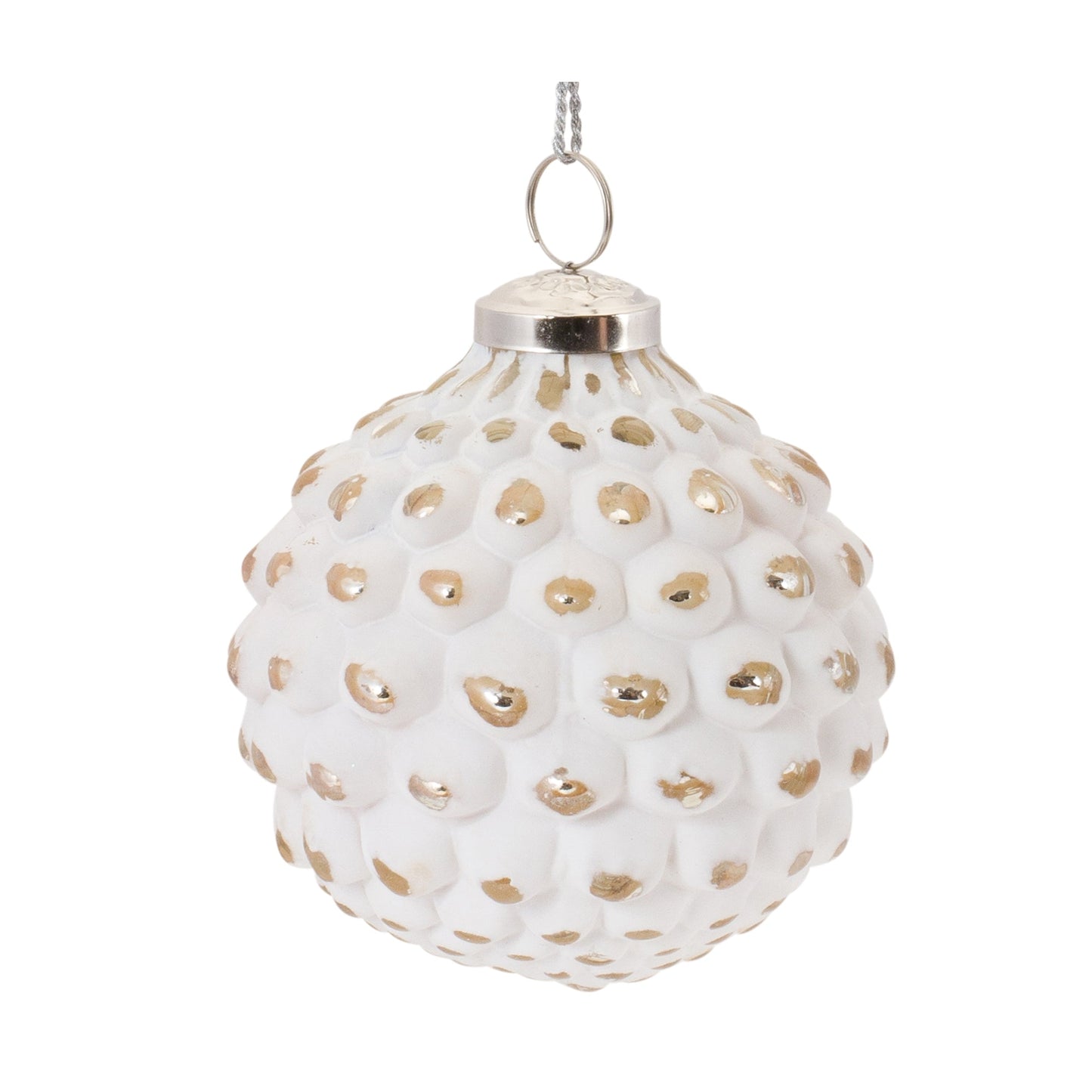 White Washed Glass Ornament, Set of 6