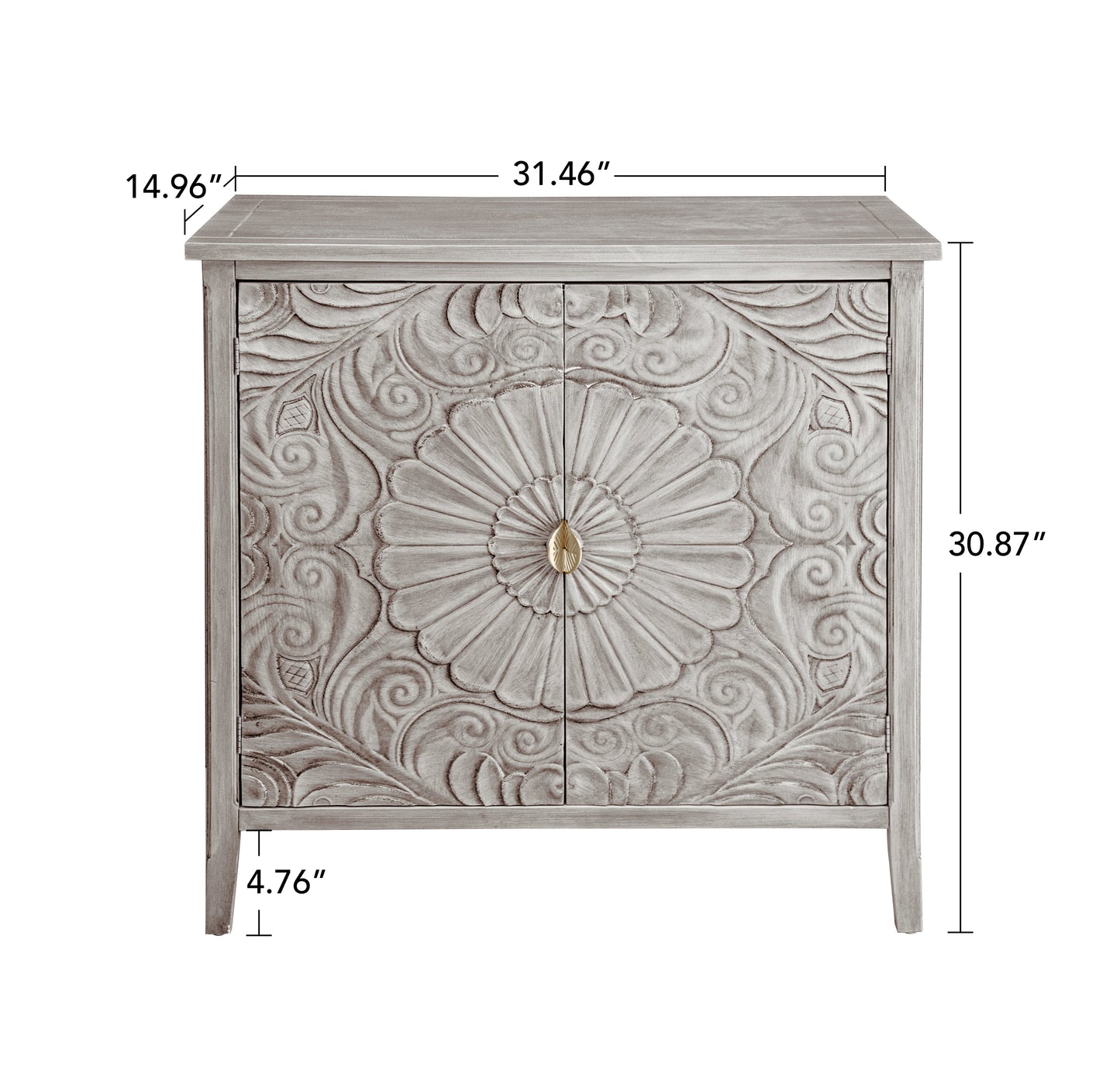 Accent Cabinet with 2 Doors and Gold Pattern Handle