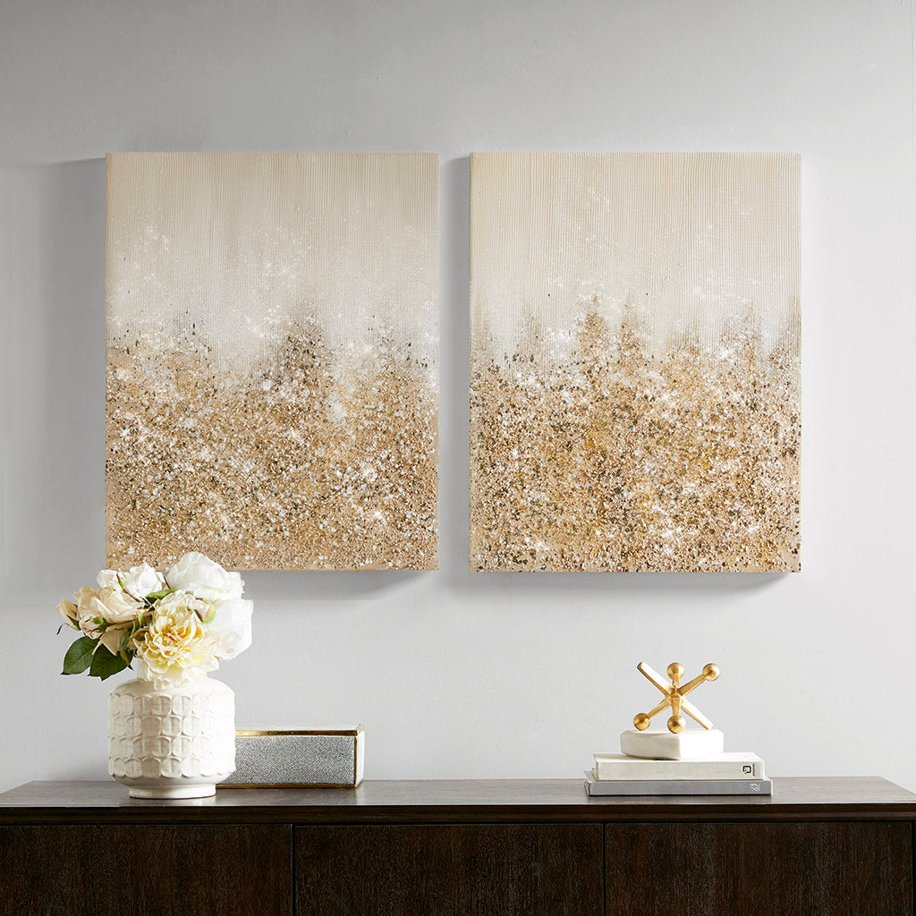 Cliffton 2-Piece Canvas Wall Art Set with Real Rock and Stone Embellishments