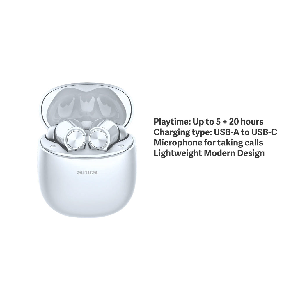 AIWA In-Ear Gelstem Bluetooth Earbuds (White)