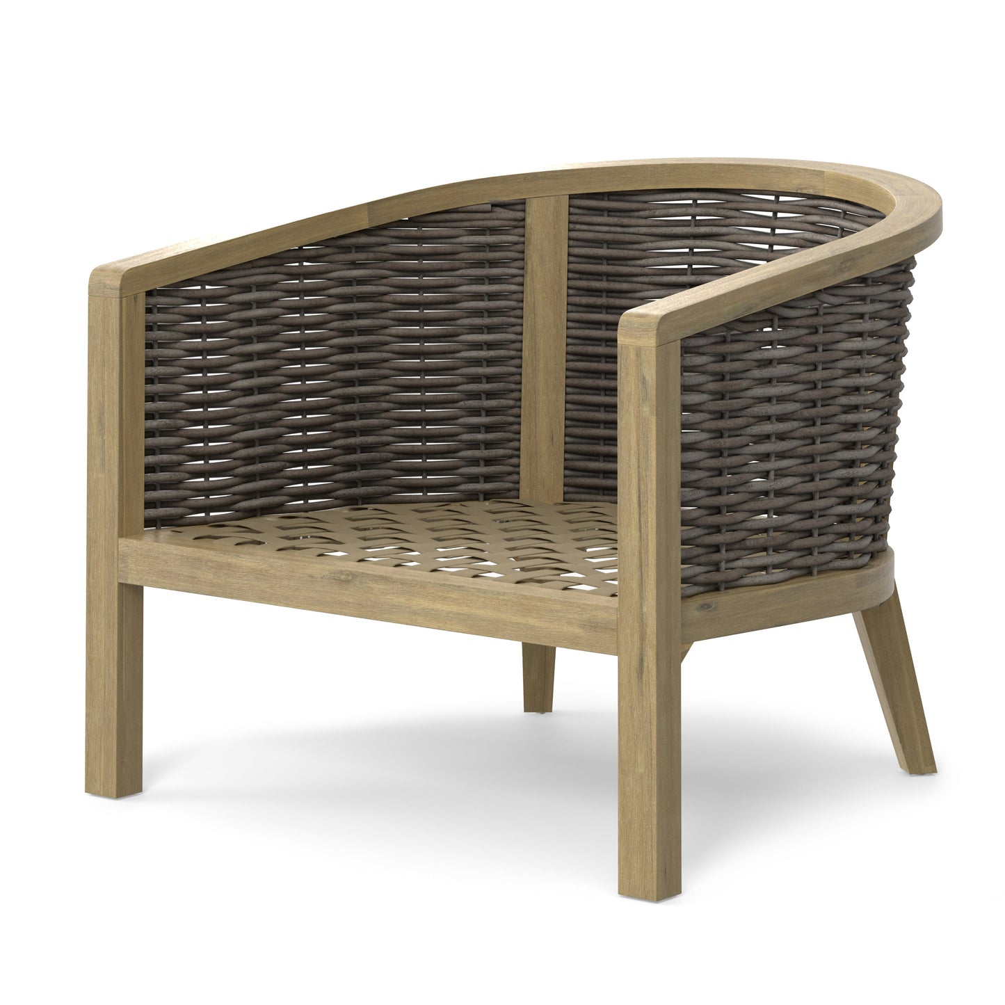 Outdoor Hand-Woven Rattan Conversation Chair with Curved Frame, Set of 2
