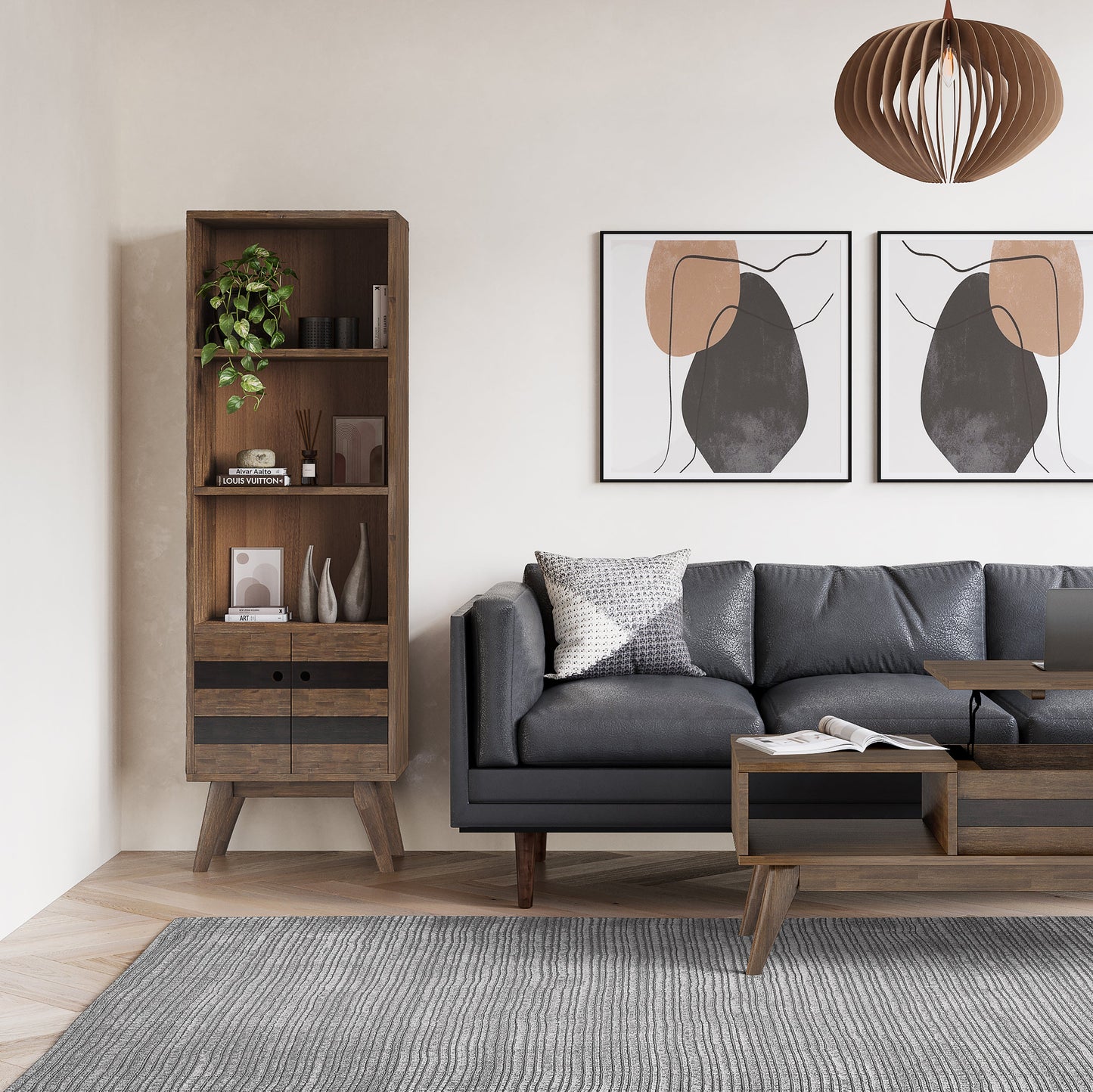 Bookcase with 3 Shelves and 2 Doors
