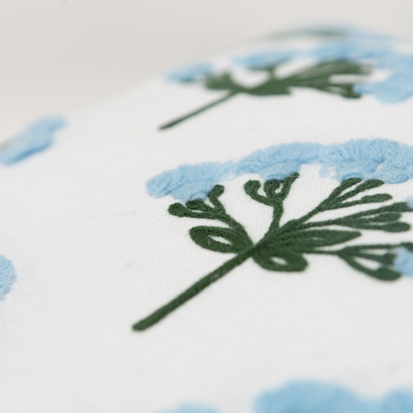 Botanical  Printed With Embroidery 100% Cotton Decorative Throw Pillow