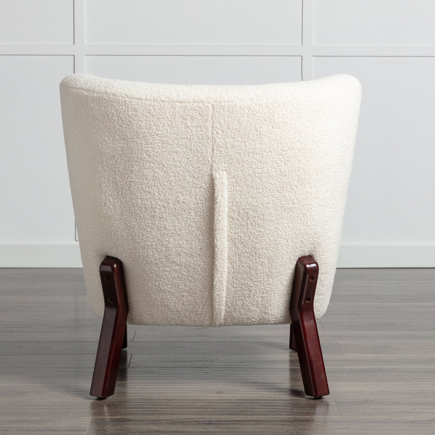 Button Tufted Upholstered Armless Chair with Wing Back and Wooden Legs