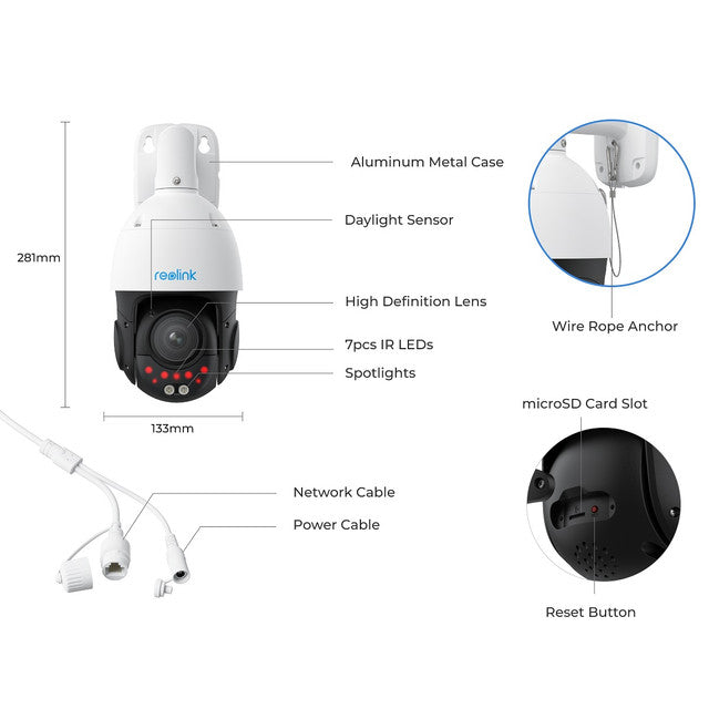 Reolink 4K PTZ PoE Security Camera with 16X Optical Zoom RLC-823S2