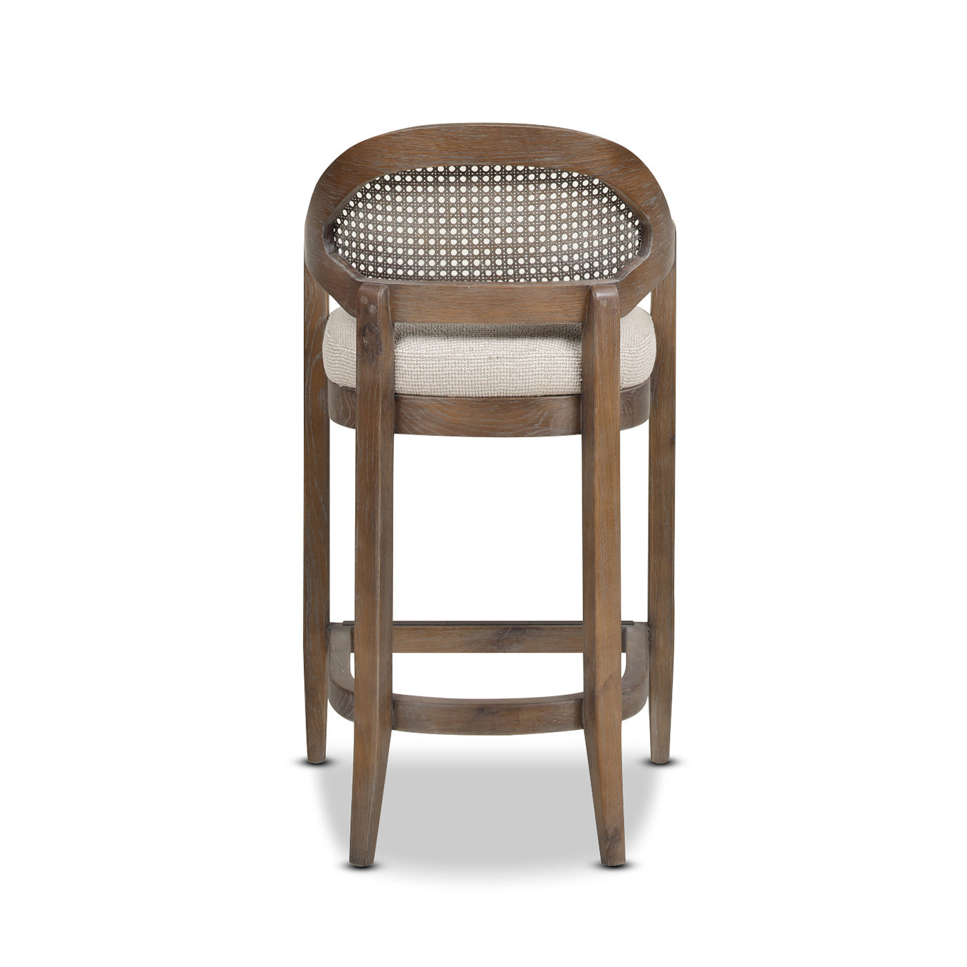 Pyrla 26" Upholstered Counter Stool with Curved Cane Back and Wood Legs