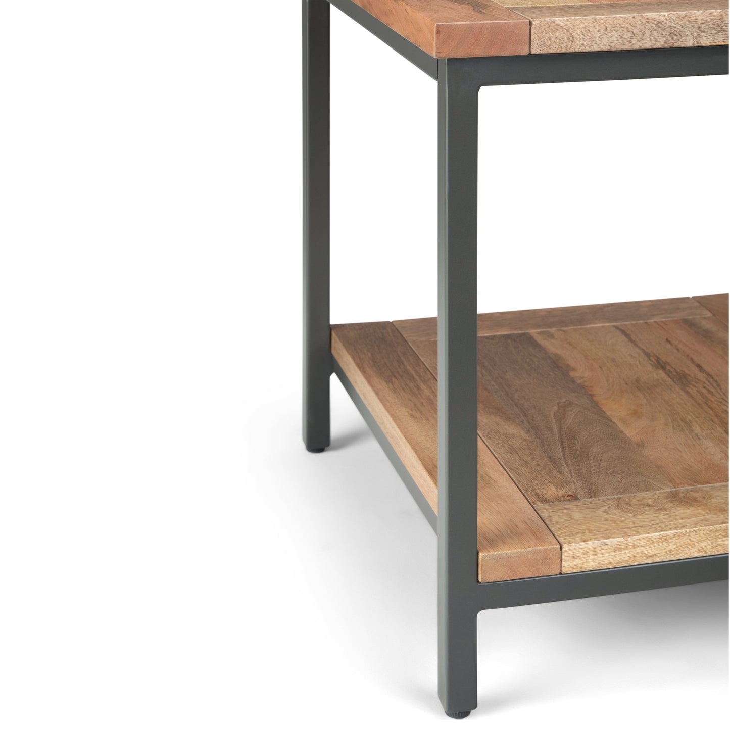 Haloed Square Side Table with Open Bottom Shelf and Metal Frame