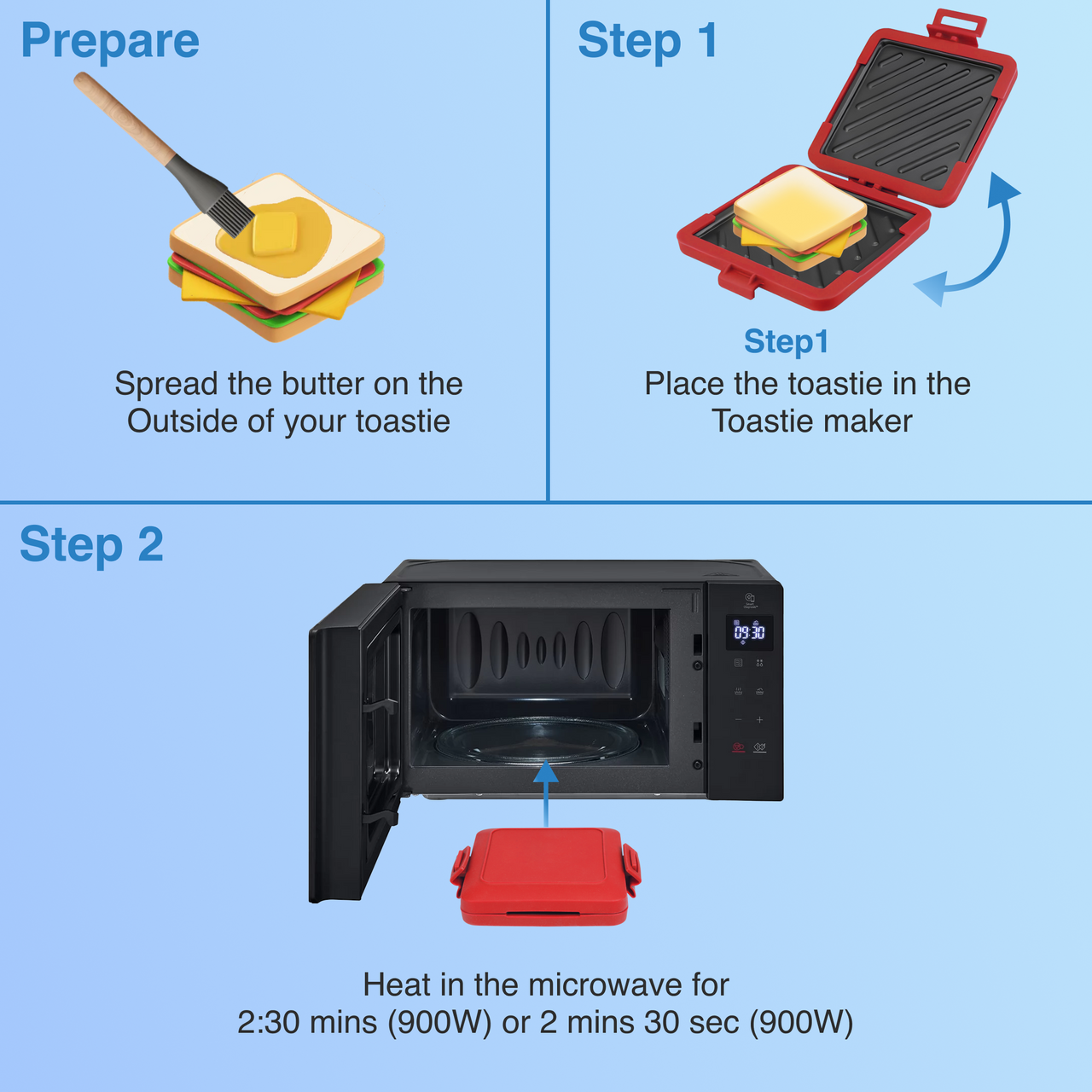 Laser Microwave Toastie Maker with Heatwave Tech (Red)