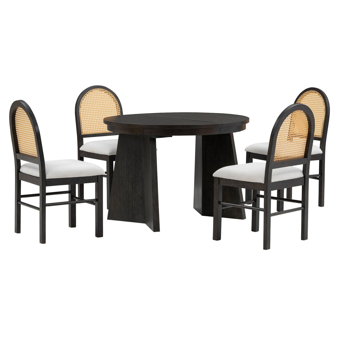 Monza 5-Piece Dining Set with Extendable Oval Table and 4 Upholstered Chairs