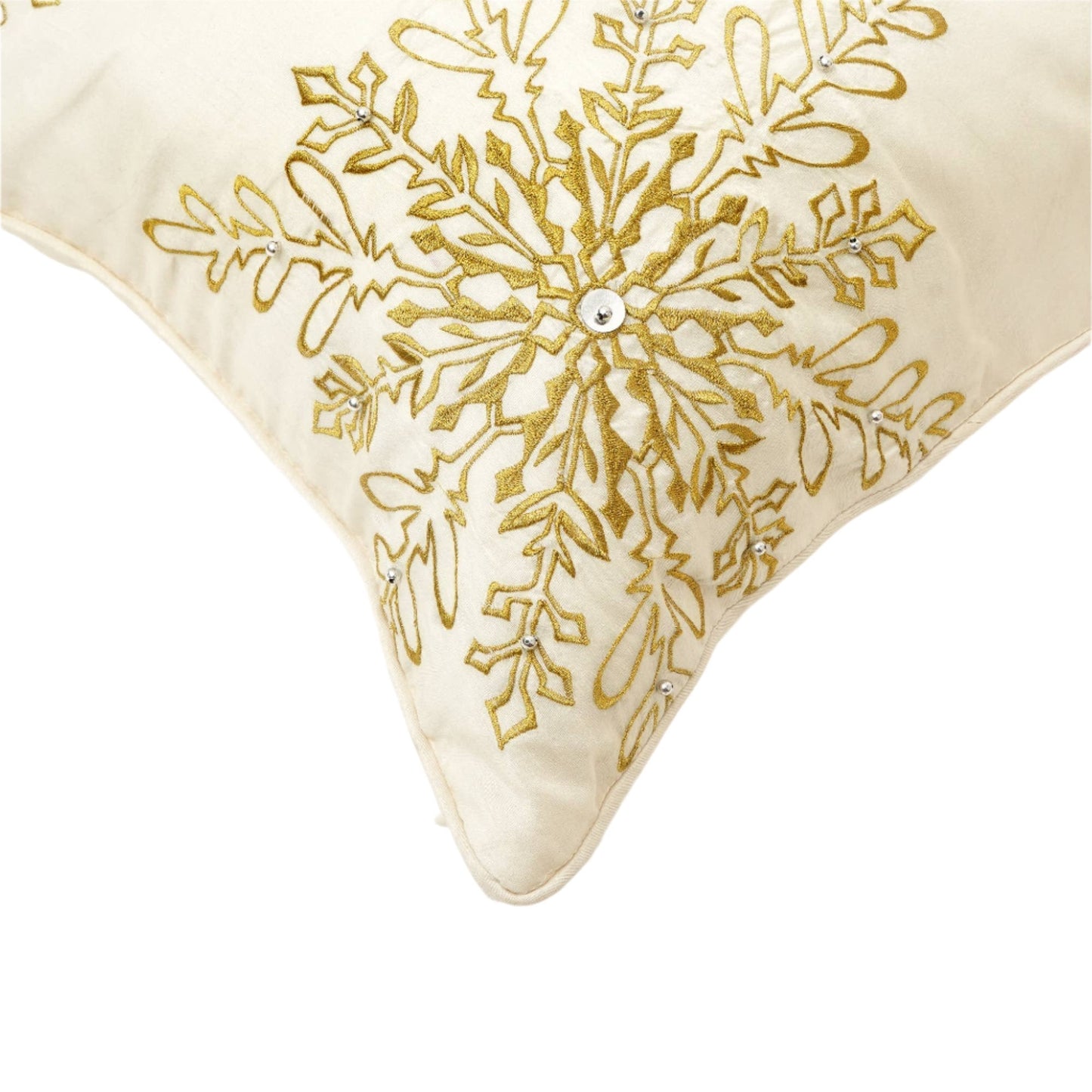 Shining Snow flakes in  Bead Work Cushion