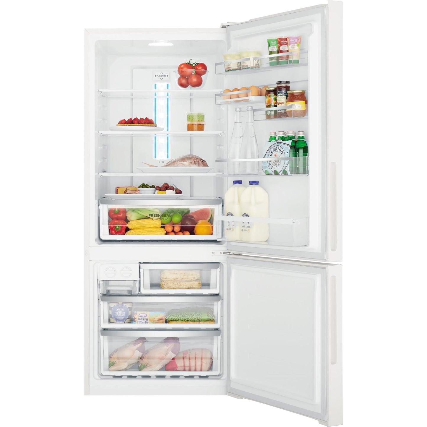 Westinghouse WBE4302WC-L 425L Bottom Mount Fridge (White) [Left]