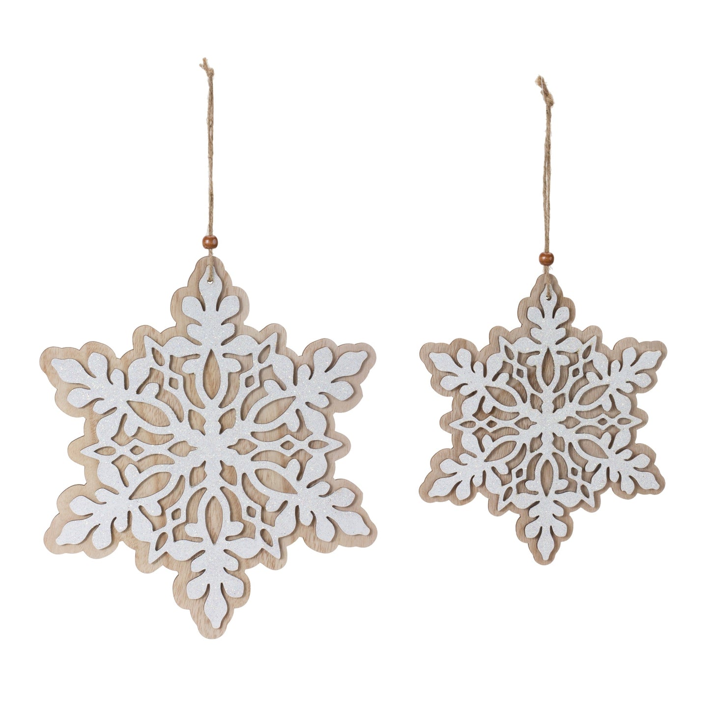 Wood Snowflake Ornaments, Set of 24