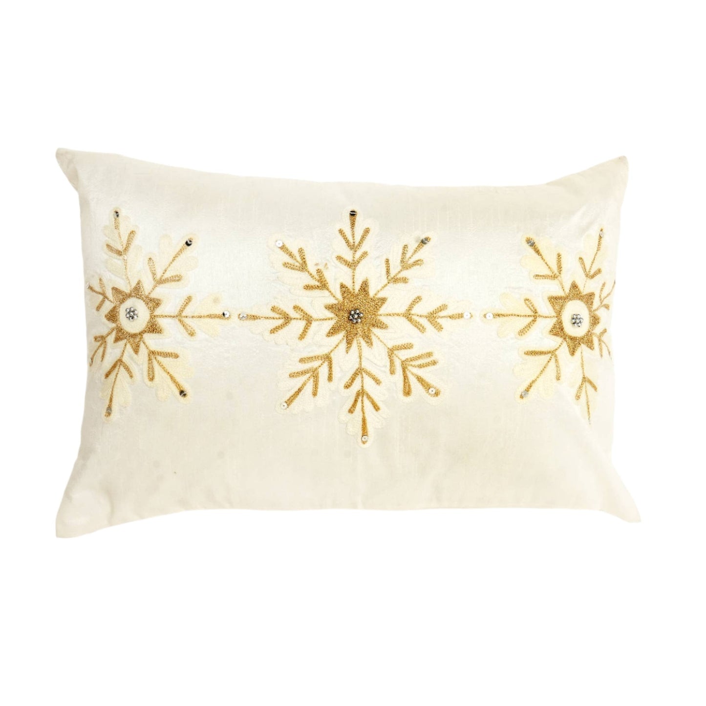 Snow Fall Bead Work Lumbar Pillow
