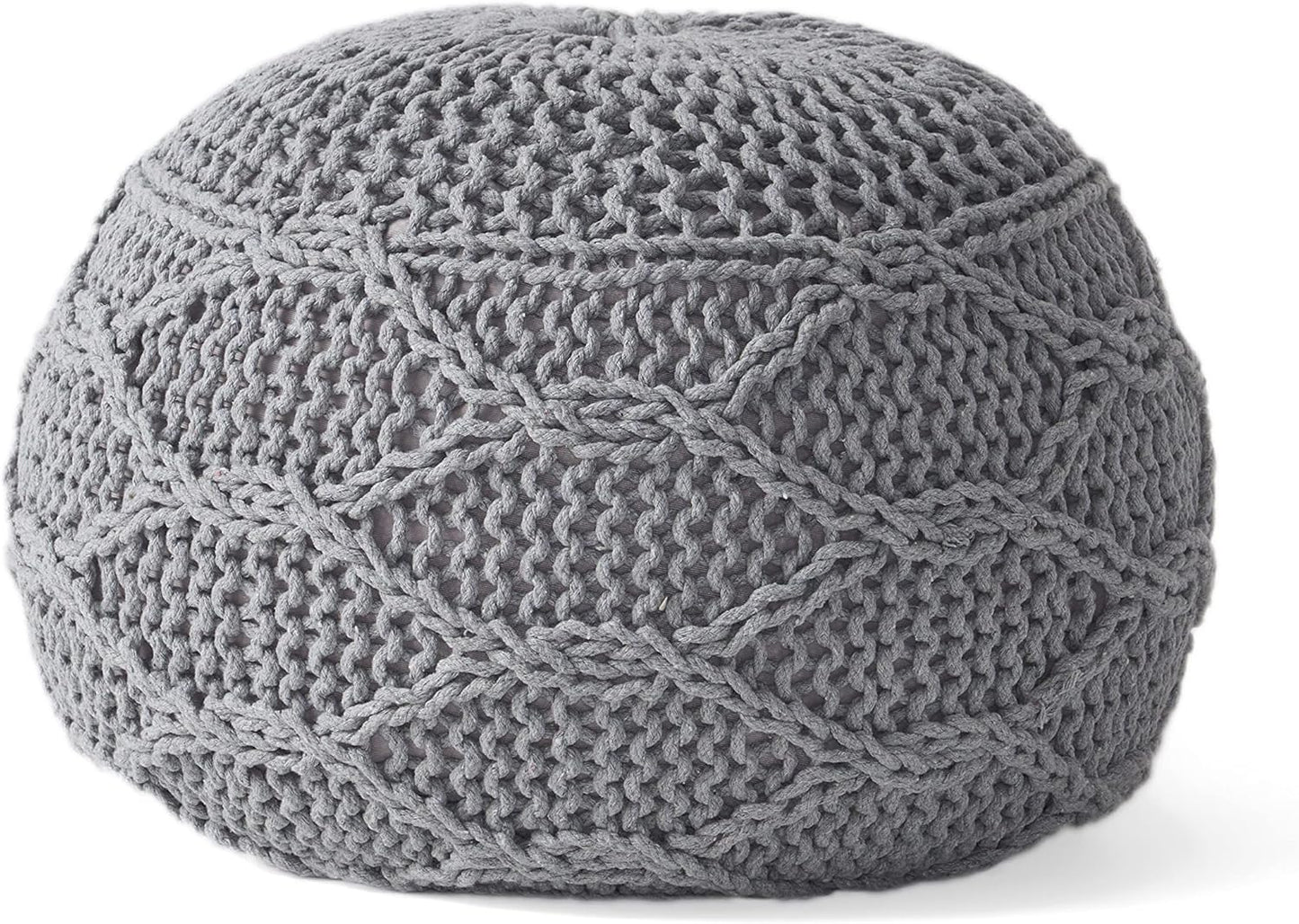 Splendid Round Knitted Wool Pouf