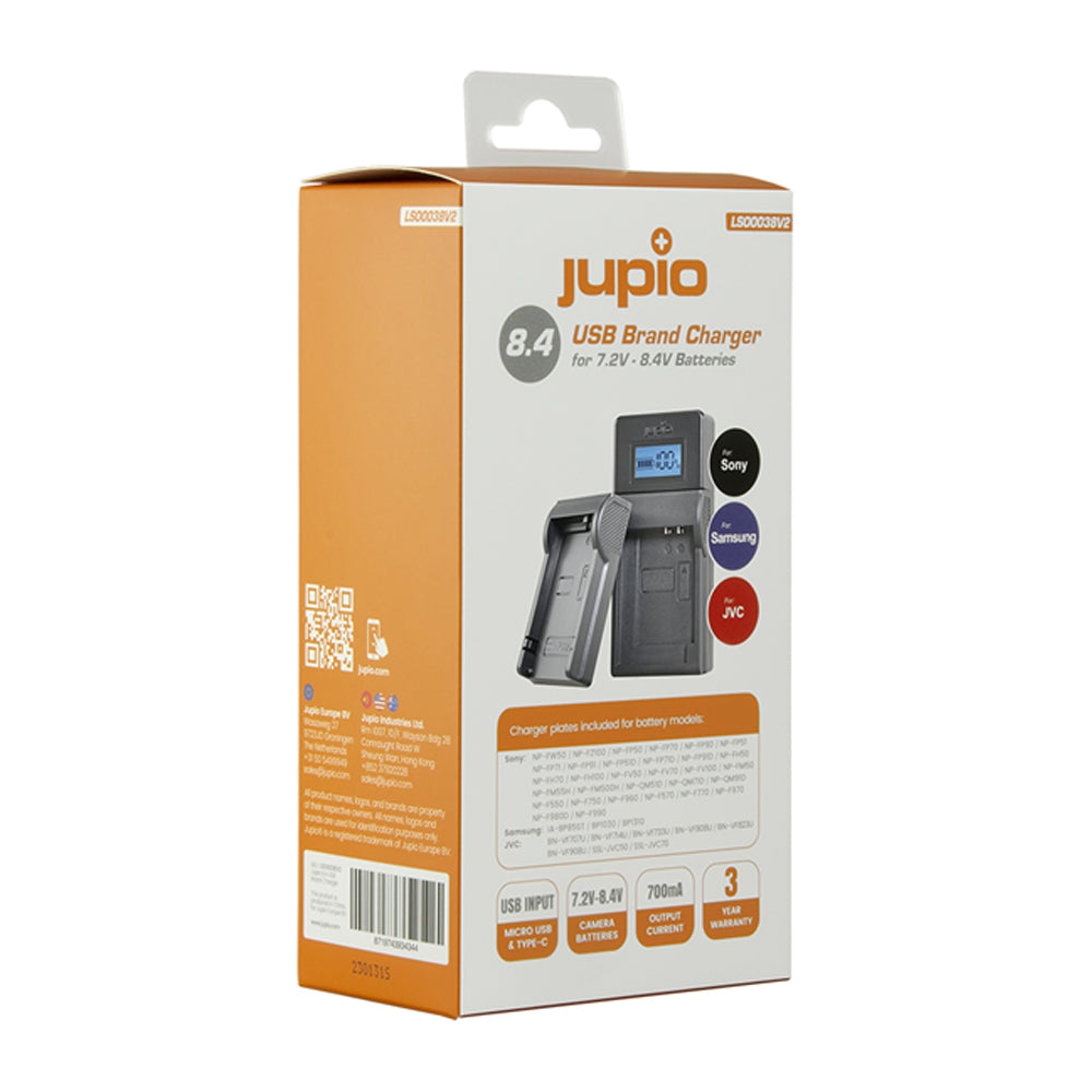 Jupio 7.2V/8.4V USB Charger For Sony FP50/Samsung BP1030