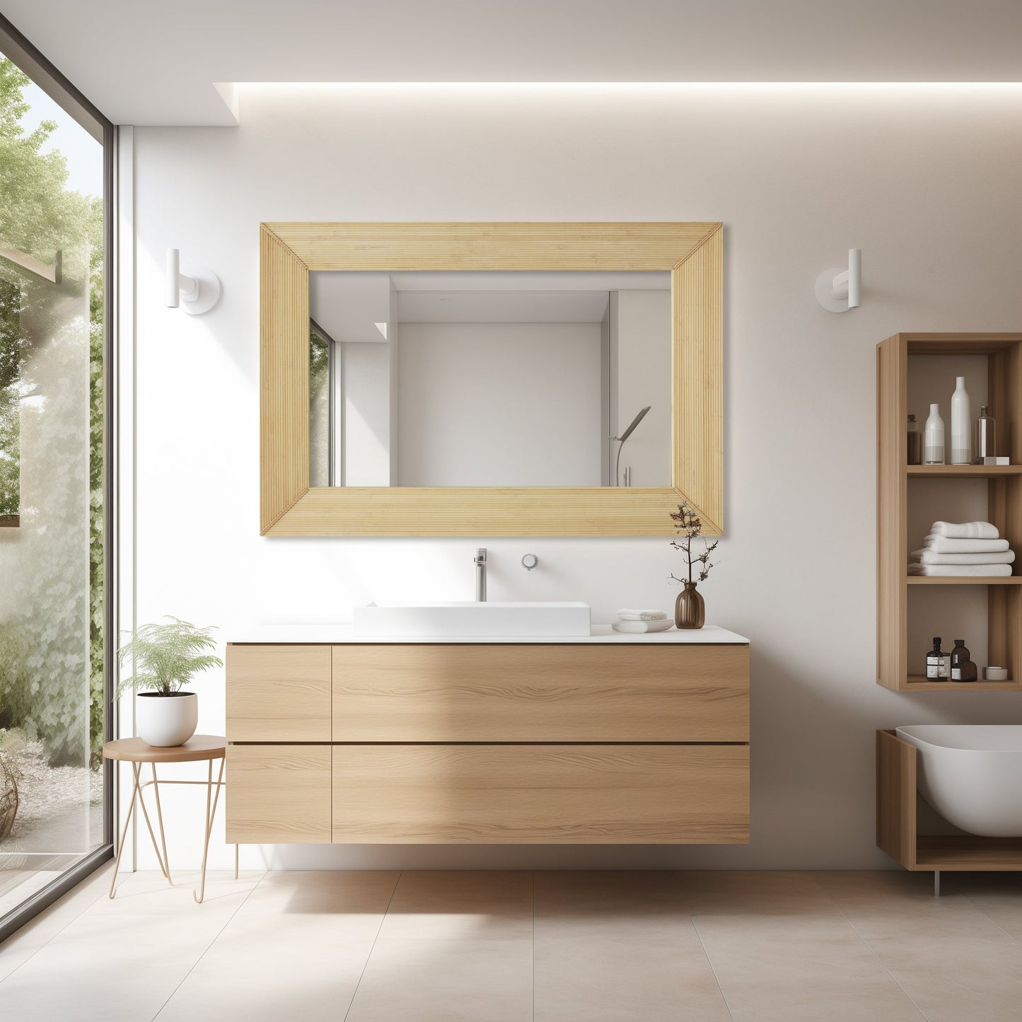 Rectangle Bamboo Wall Mirror