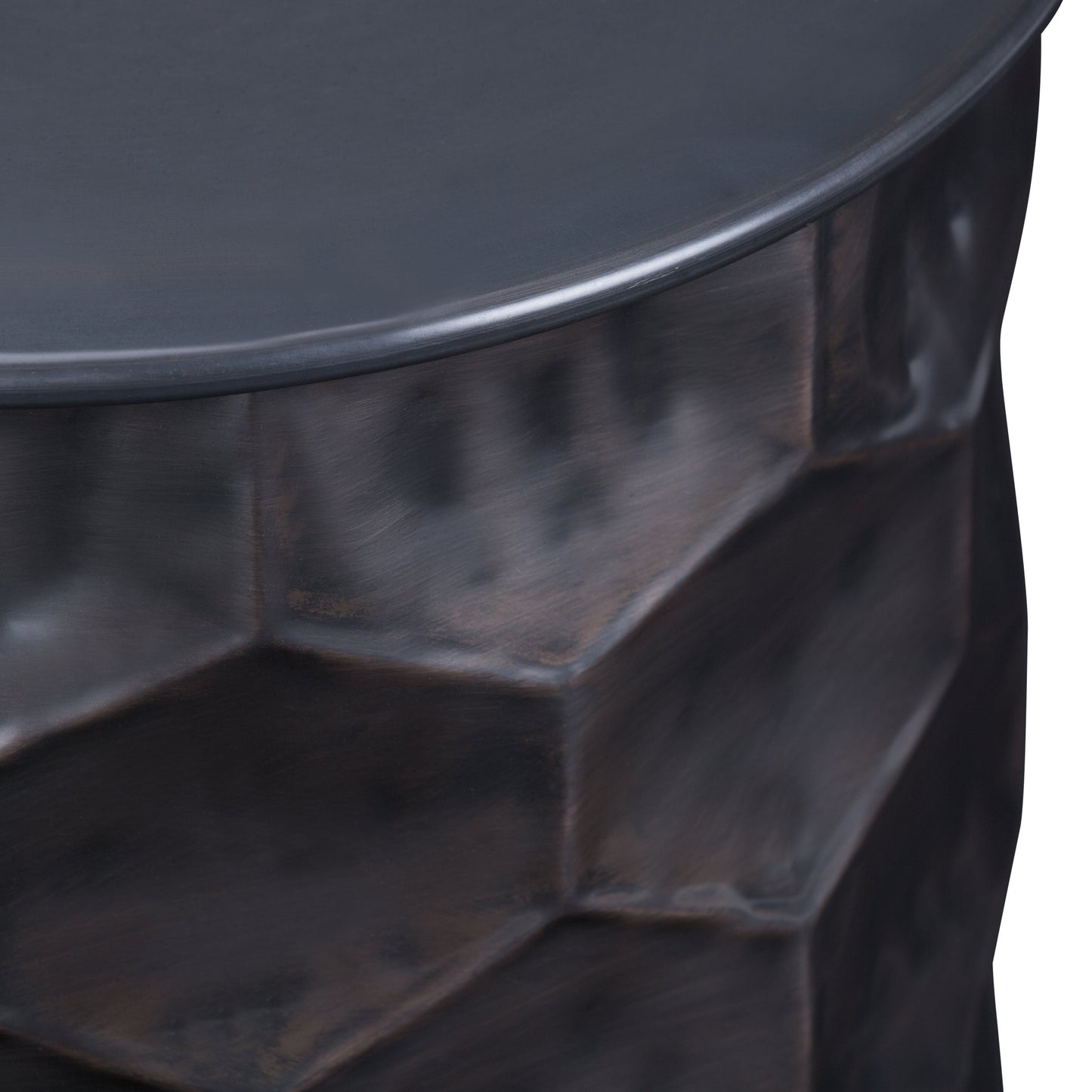 Opalescence Metal Side Table with Removable Round Top and Honey Comb Design