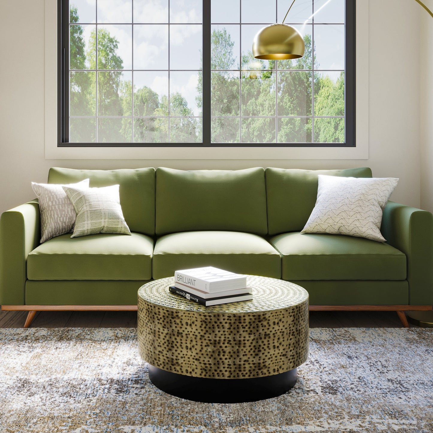 30" Round Hammered Metal Coffee Table