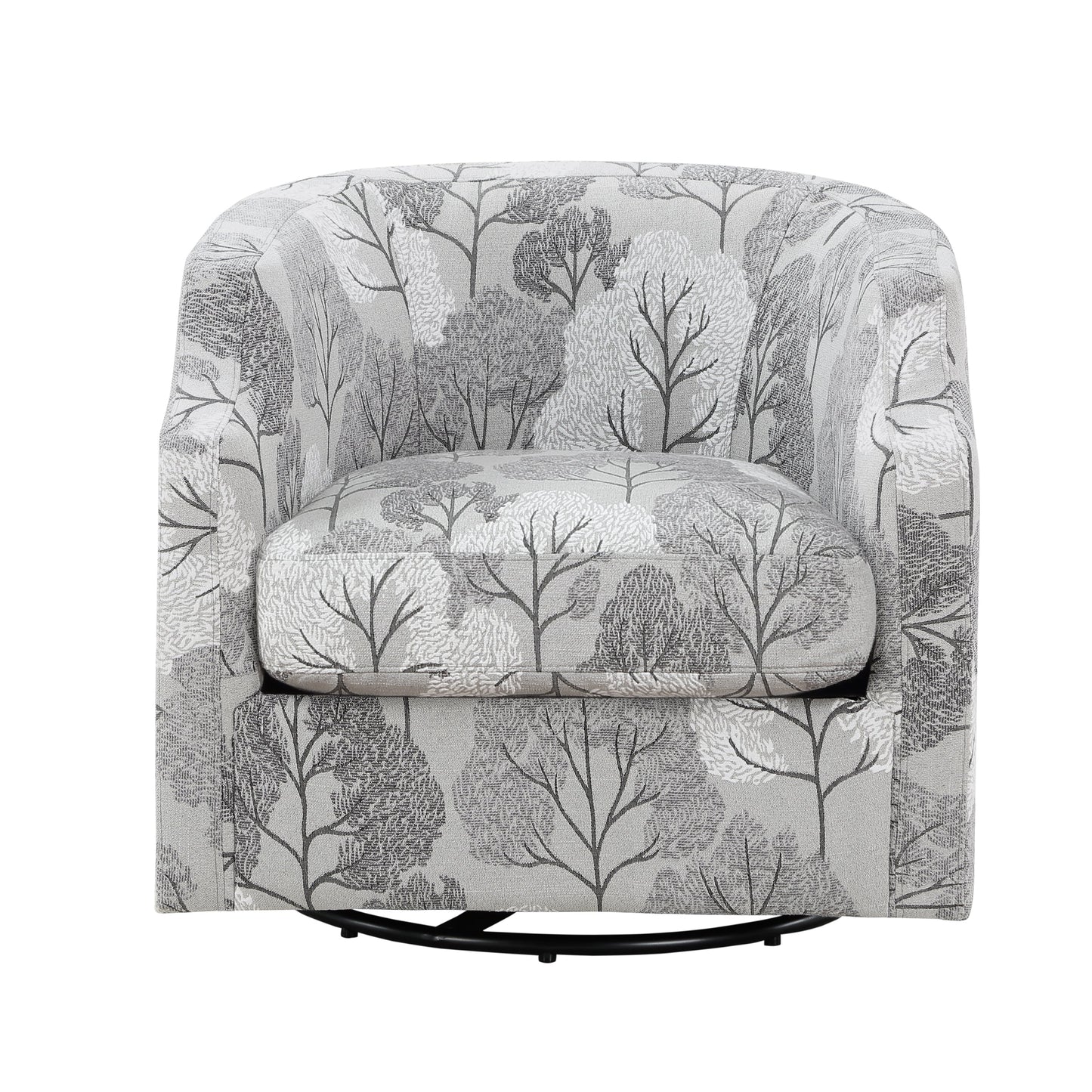 Crocoite Upholstered Barrel Chair with Clip Arms Design and 360-Degree Swivel