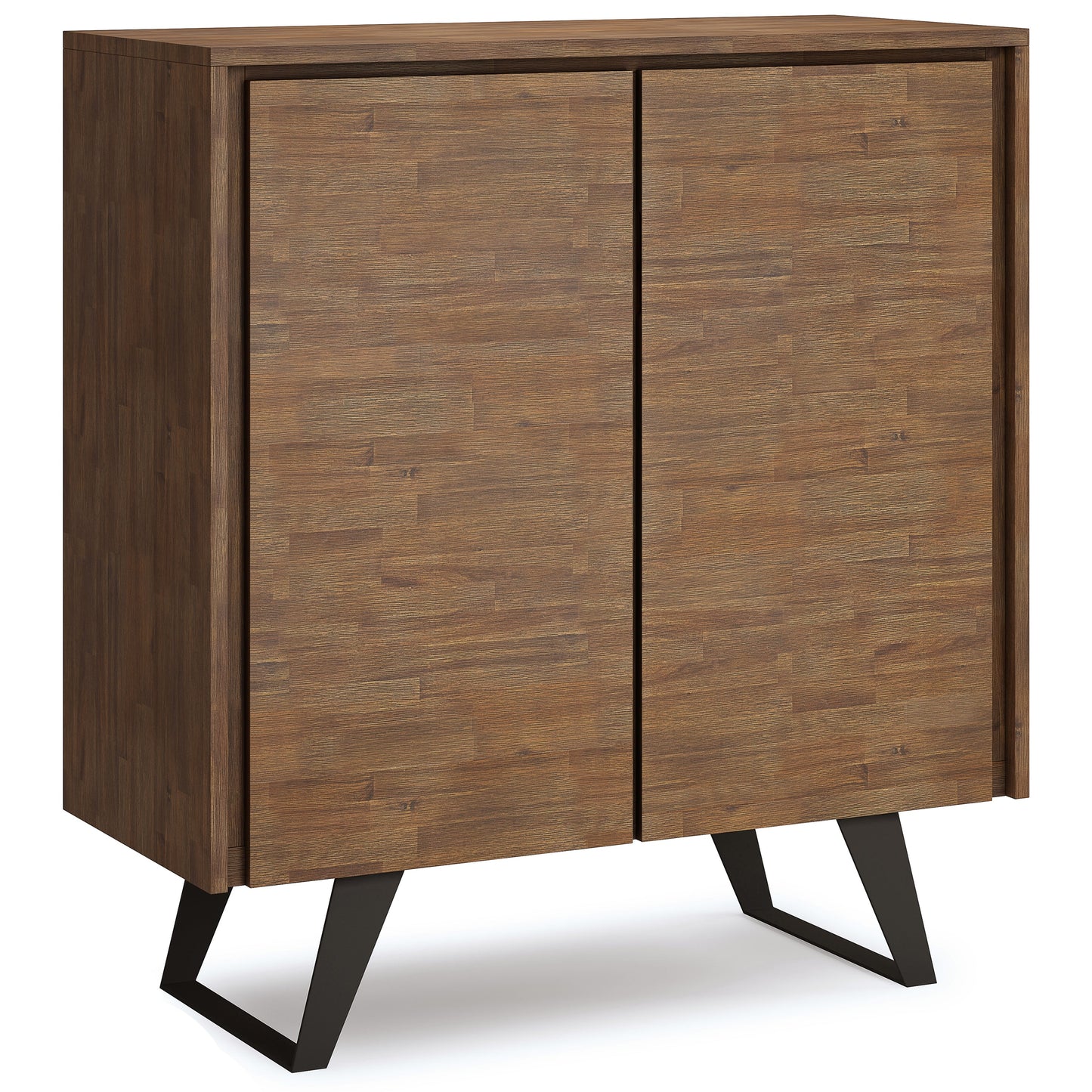 Passage 2-Door Storage Cabinet with 4 Adjustable Shelves and Metal Angled Legs