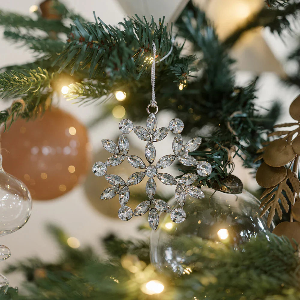 Beaded Snowflake & Star Christmas Ornaments, Set of 4