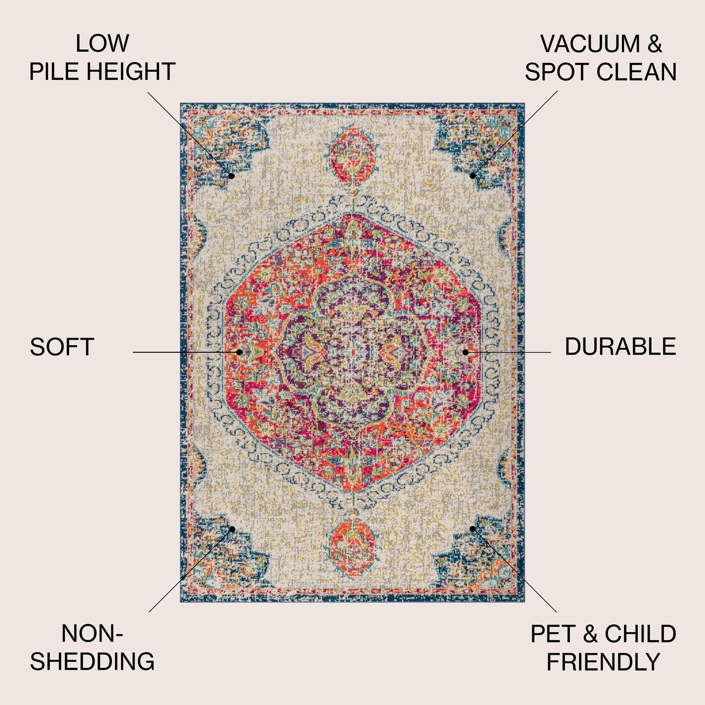 Bohemian FLAIR Boho Vintage Medallion Area Rug
