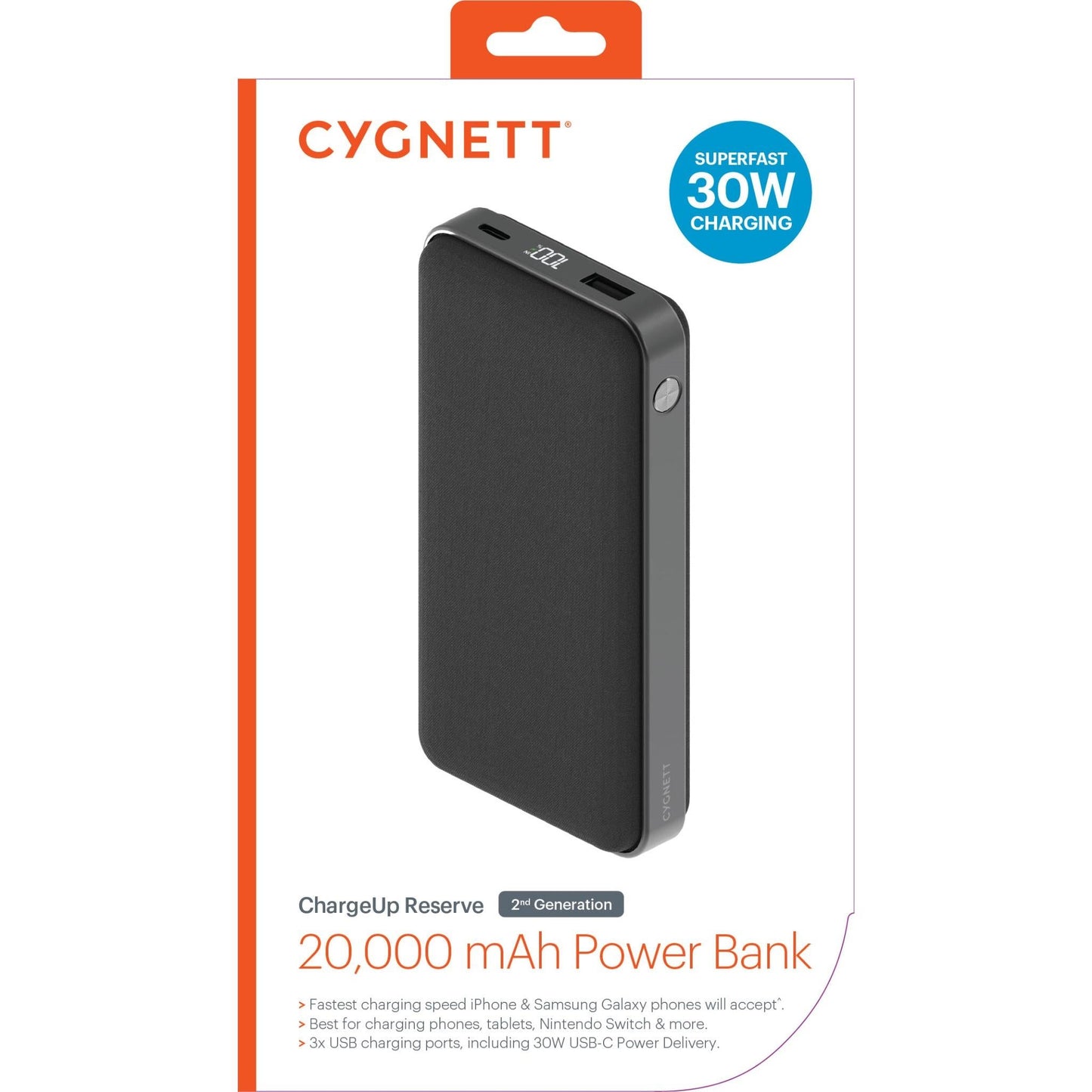 Cygnett ChargeUp Reserve 2nd Gen 20k Power Bank (Black)