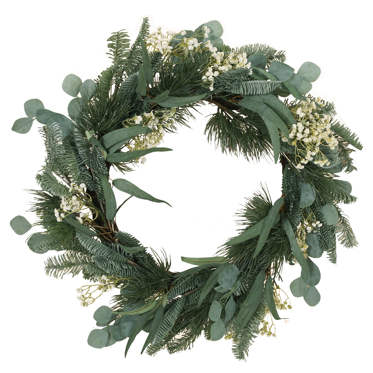 Krylo 30-inch Wreath with Eucalyptus Leaves, Pine Twigs