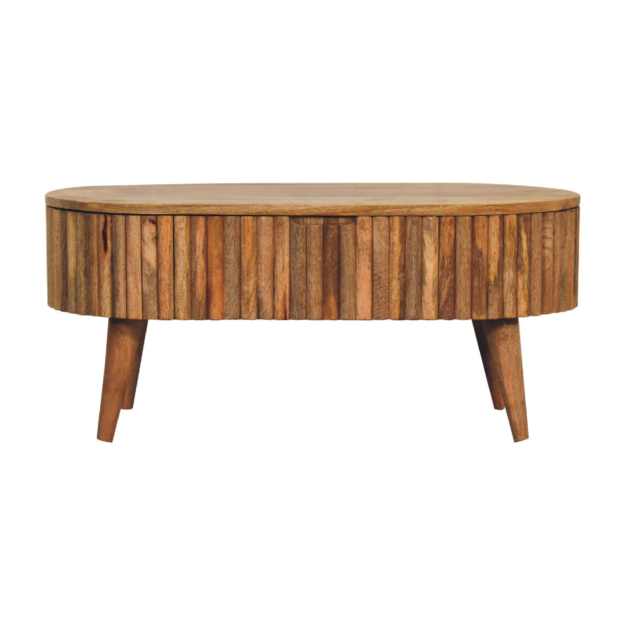 Oval Coffee Table with Lift Top and Wood Frame