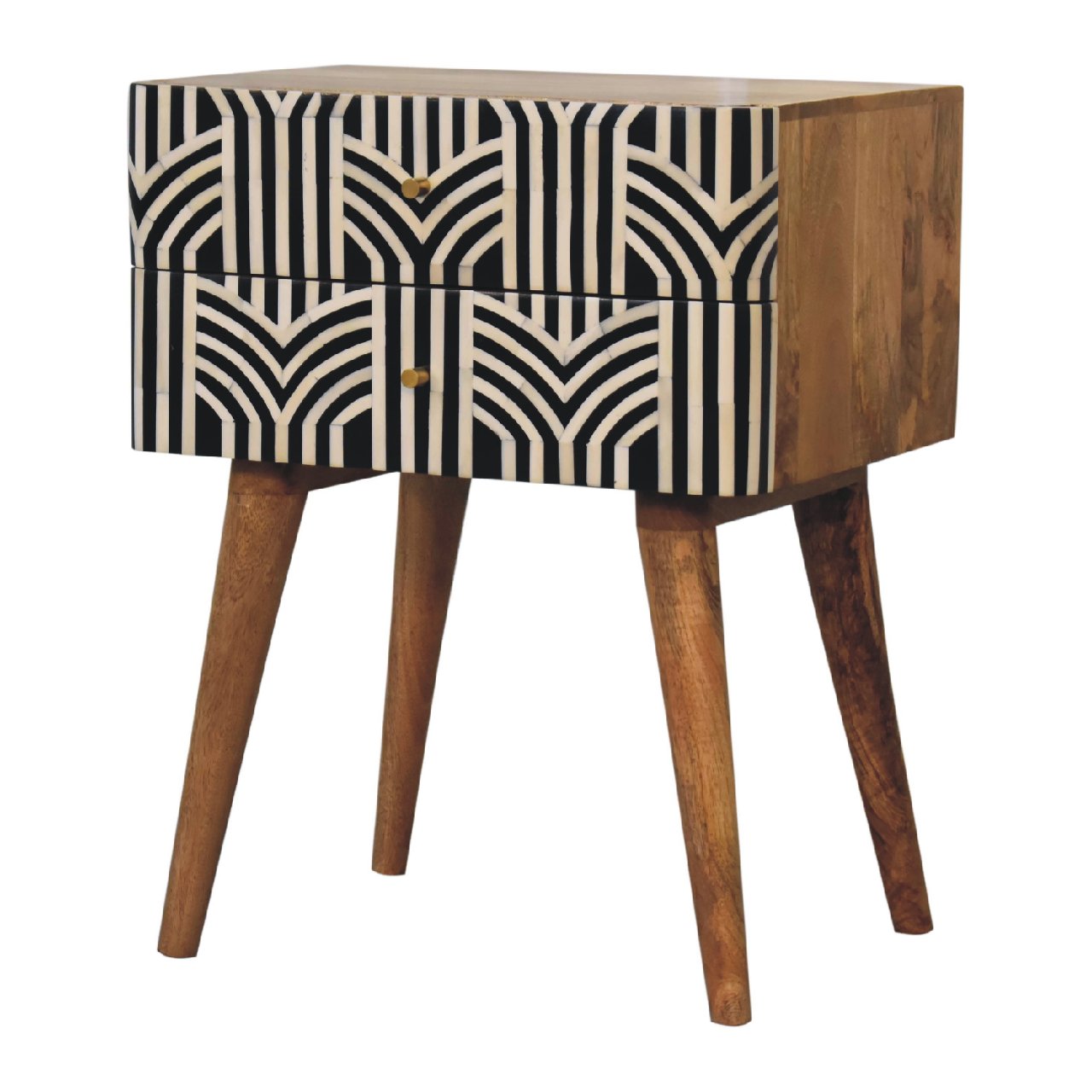 Blossom Bone Inlay Bedside with 2 Drawers