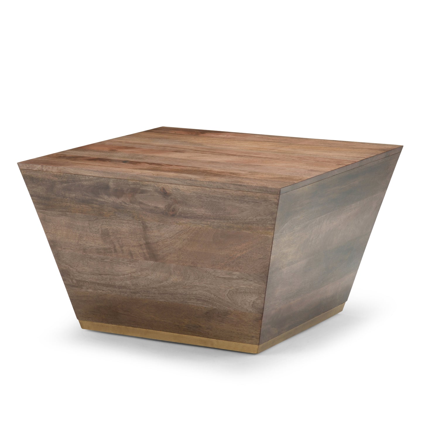 Ephemeral Square Coffee Table with Brass Accent Trim Base