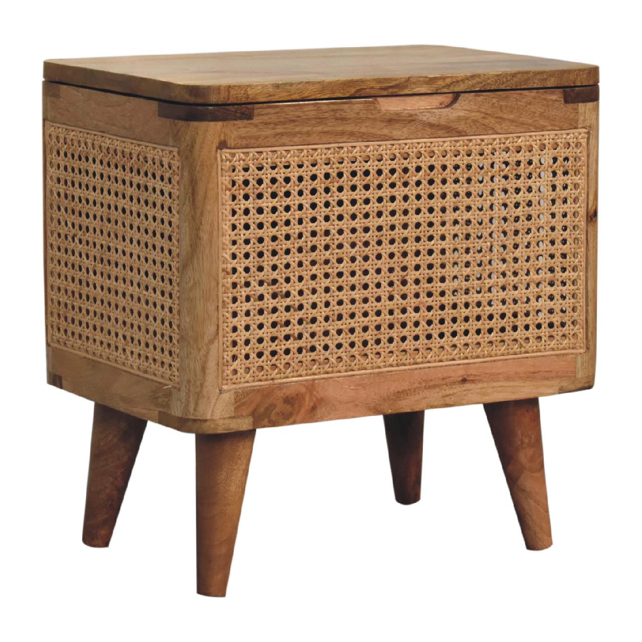 Decipher Wood and Rattan Lid-up Storage Stool