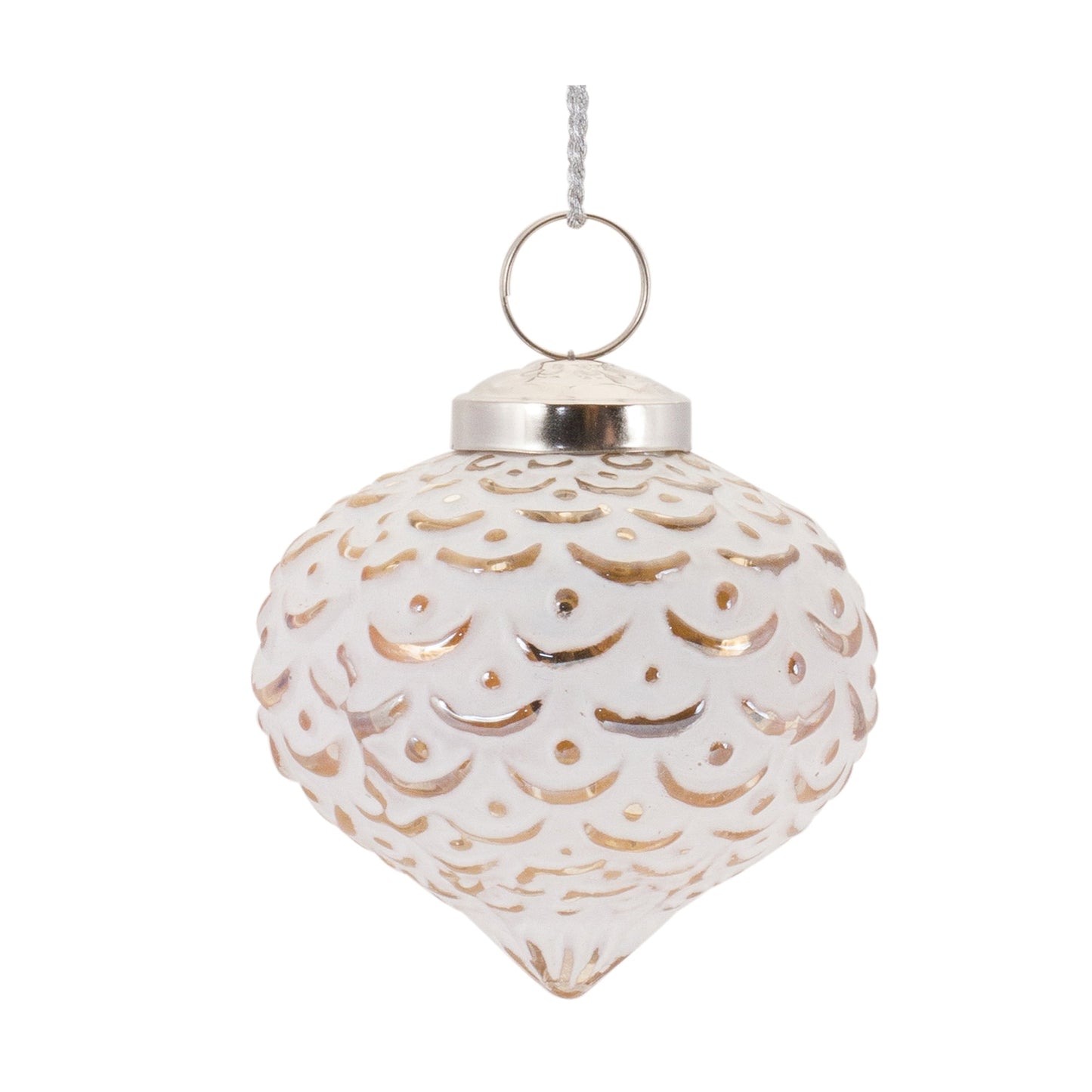 White Washed Glass Ornament, Set of 6