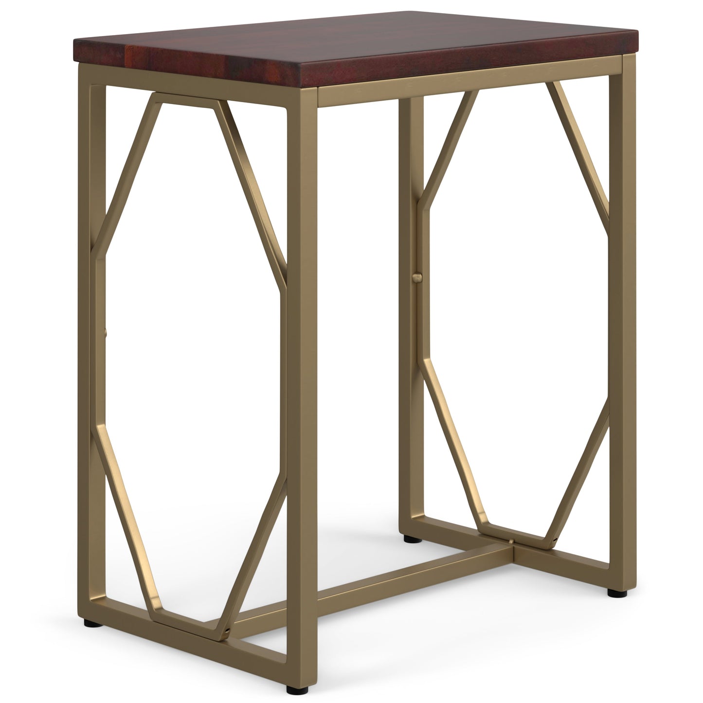 Peace Metal and Wood Accent Table with Diamond-Shaped Design