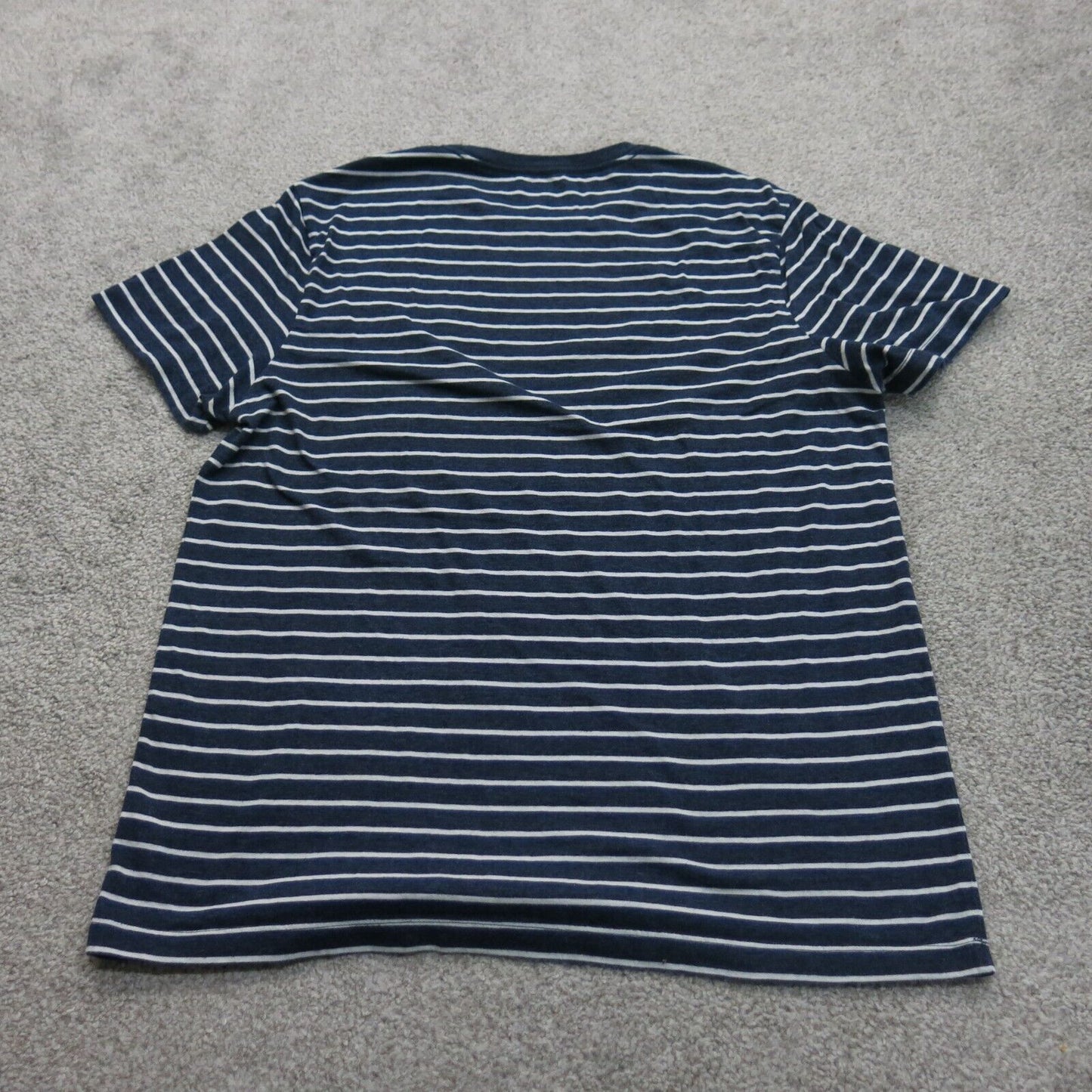 J. Crew Mens Crew Neck T Shirt Cap Sleeve Slim Washed Striped Blue White Large