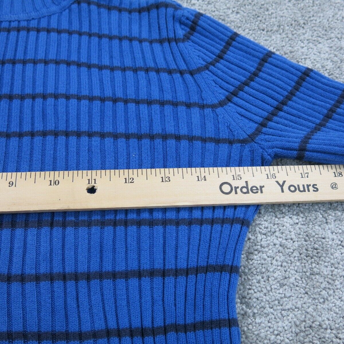 Tommy Hilfiger Womens Striped Sweater Knitted Turtlenecks Long Sleeves Blue SZ S
