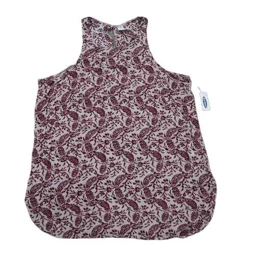 Old Navy  Womens Floral Print Tank Blouse Top Round Neck Maroon Neck Size Medium