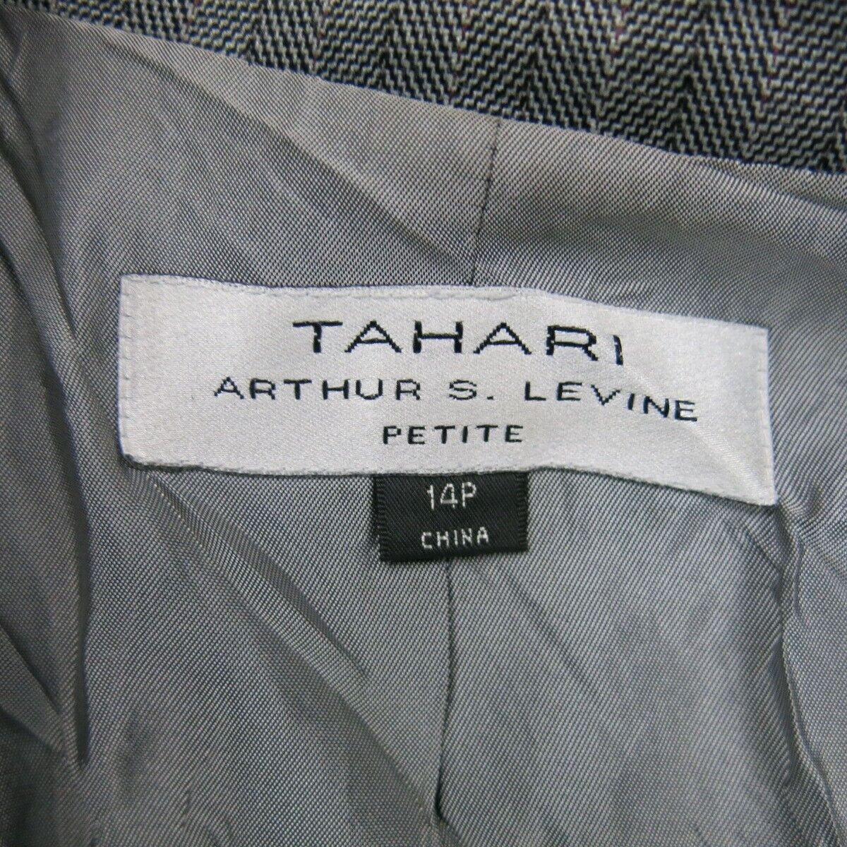 Tahari Womens Blazer Coat Pin Striped Single Breasted Pockets Gray Size 14P