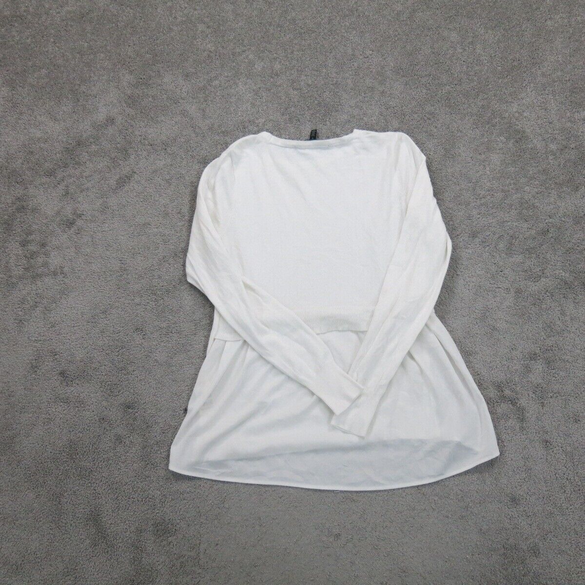 White Black House Market Women Pullover Knitted Sweater Long Sleeve White Size S