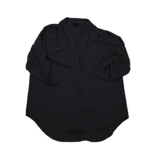Mossimo Womens Blouse Top 3/4 Sleeves Deep V Neck Hi Low Black Size XX Large