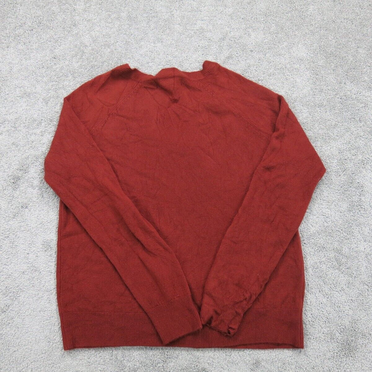 Forever 21 Men Pullover Sweater Knitted V-Neck Long Sleeves Red Size Medium