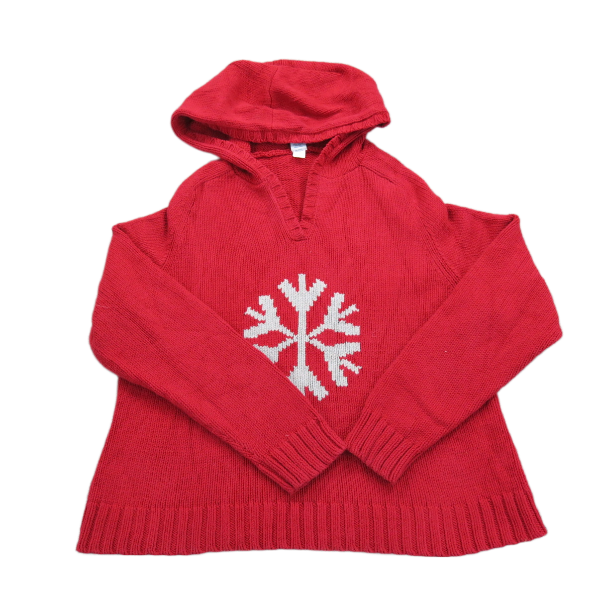 Gap Womens Pullover Hooded Sweater Knitted Long Sleeve Graphic Red Size X Large