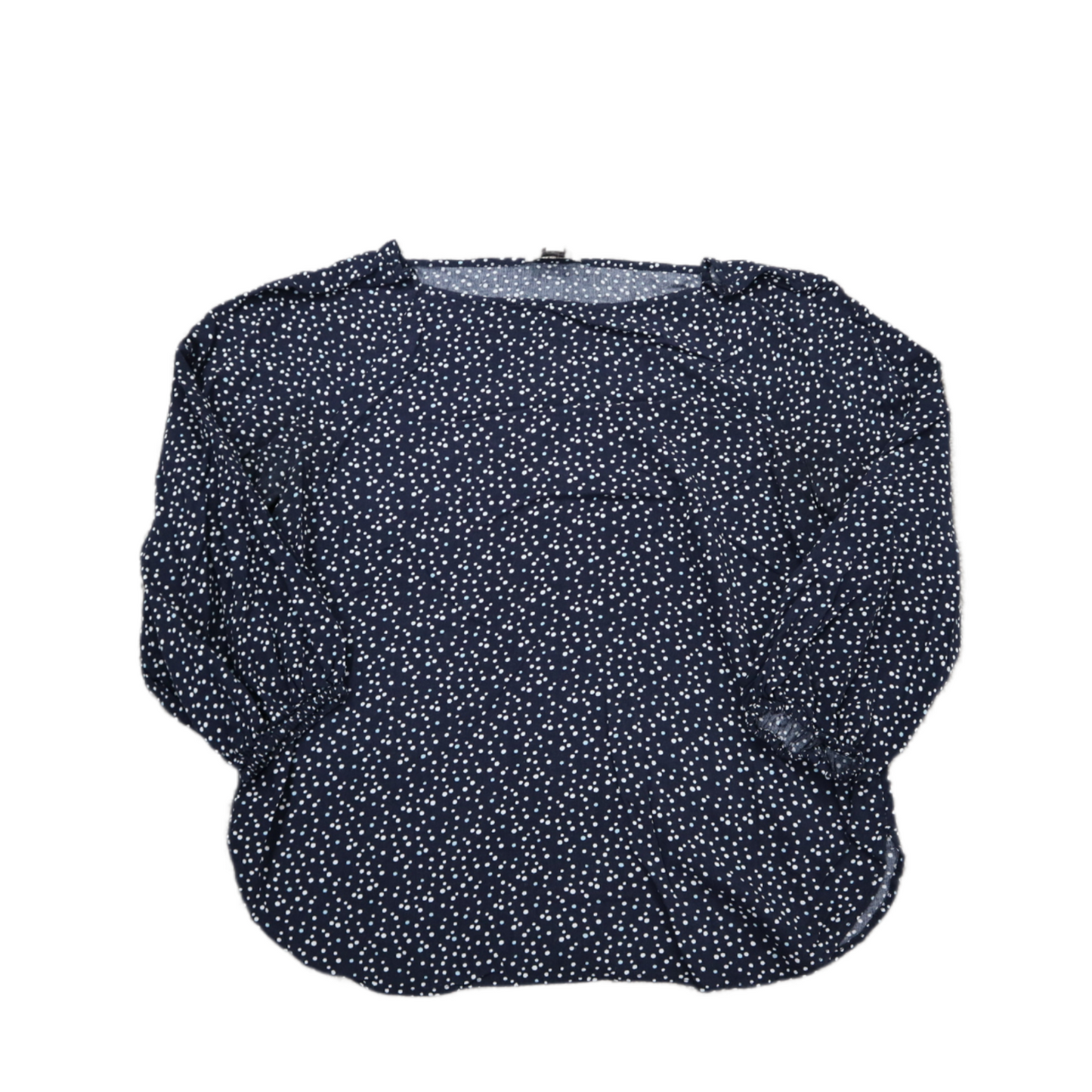 Loft Outdoor Womens Blouse Top Round Him Boat Neck Long Sleeve Polka Dot Blue M